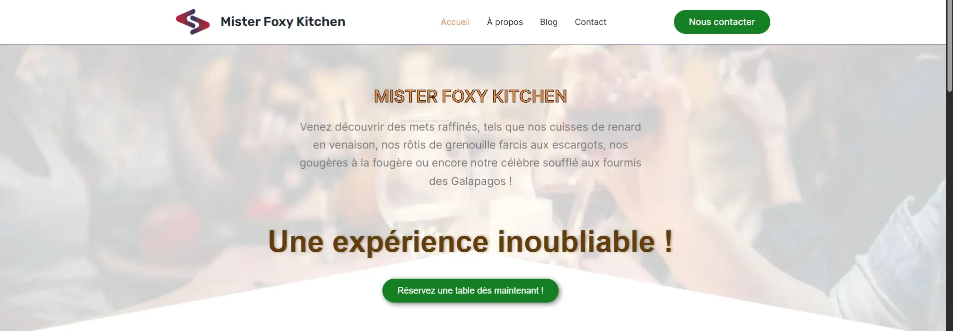 Capture d'écran du projet MisterFoxyKitchen