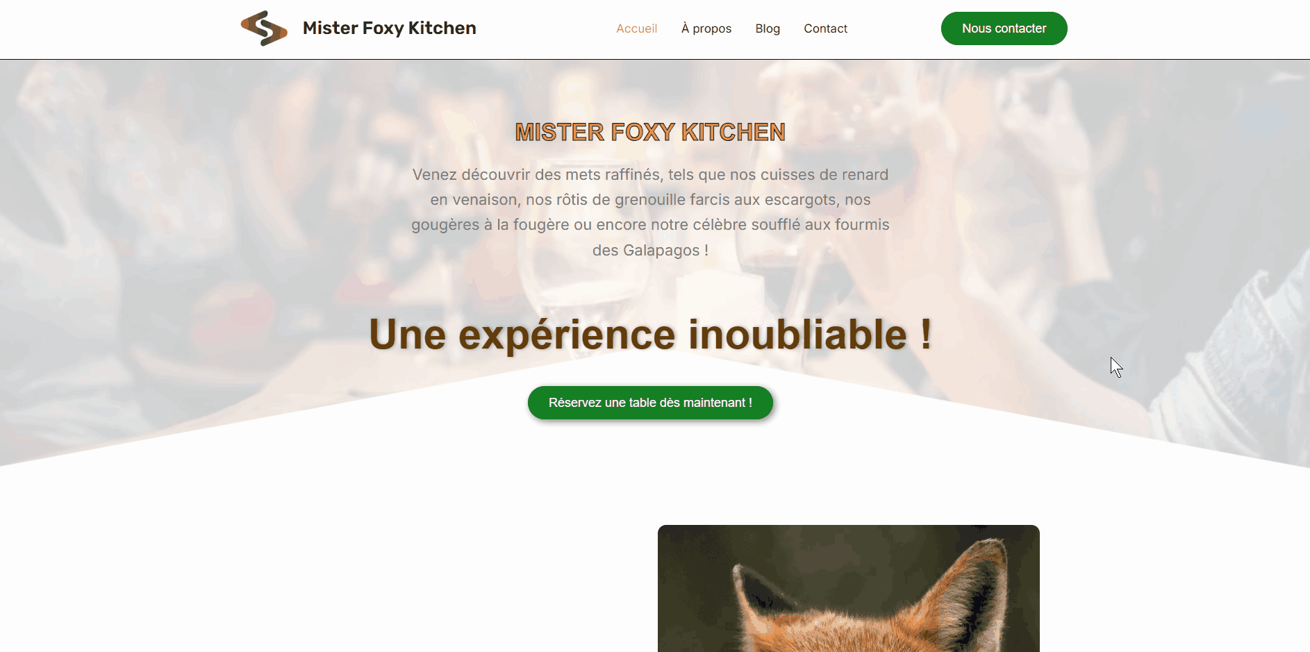 Animation du projet MisterFoxyKitchen
